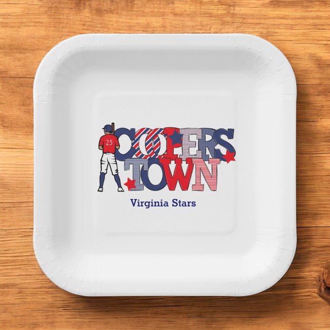 Assiettes En Carton Équipe Personnalisée Du Joueur De Baseball Patriot (Créateur téléchargé)