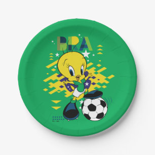 Assiettes En Carton Équipe TWEETY™ Brésil Graphisme de football