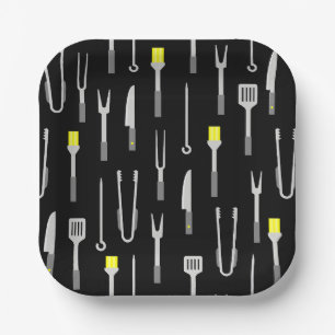 Assiettes En Carton équipement barbecue chef barbecue d'été noir
