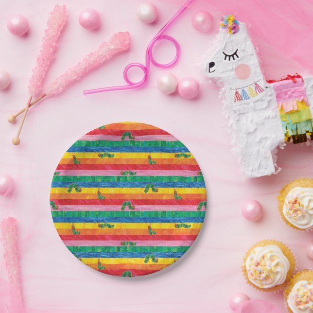 Assiettes En Carton Eric Carle | Caterpillar Rainbow Stripe Motif (Fête)