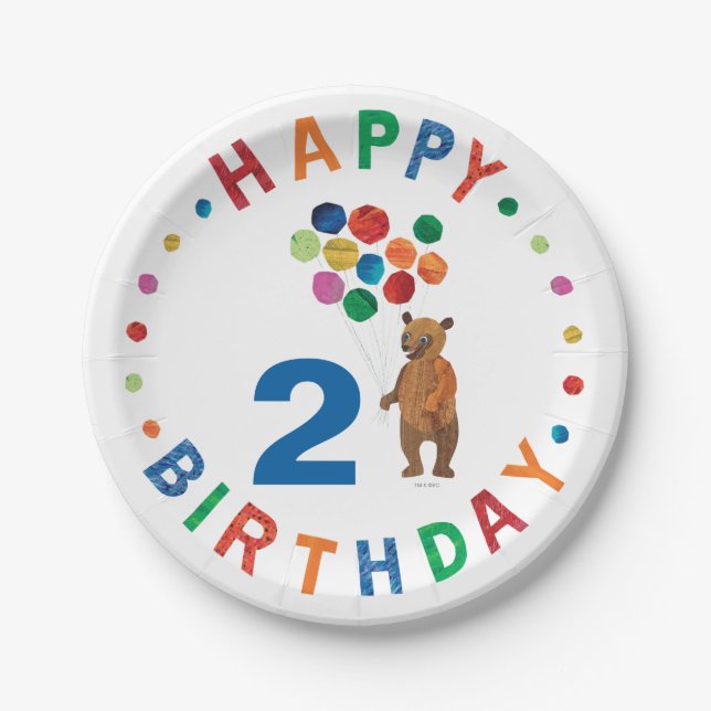 Assiettes En Carton Eric Carle | Ours Brown - Béary Joyeux anniversair (Devant)