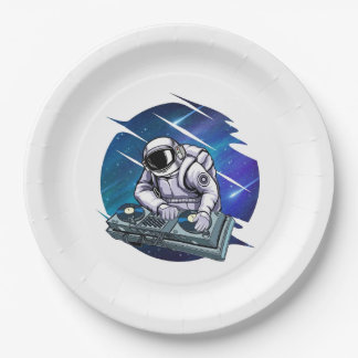 Assiettes En Carton Espace DJ de l'astronaute Arrière - plan bleu