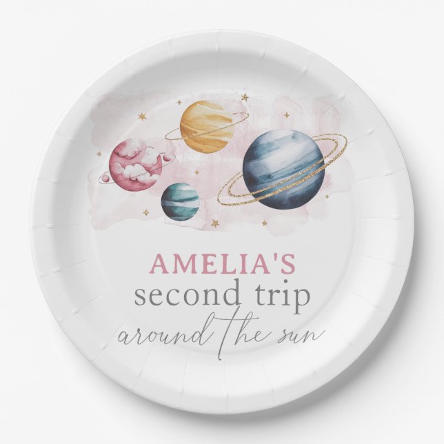 Assiettes En Carton Espace extra-atmosphérique Fille Anniversaire Gala (Devant)