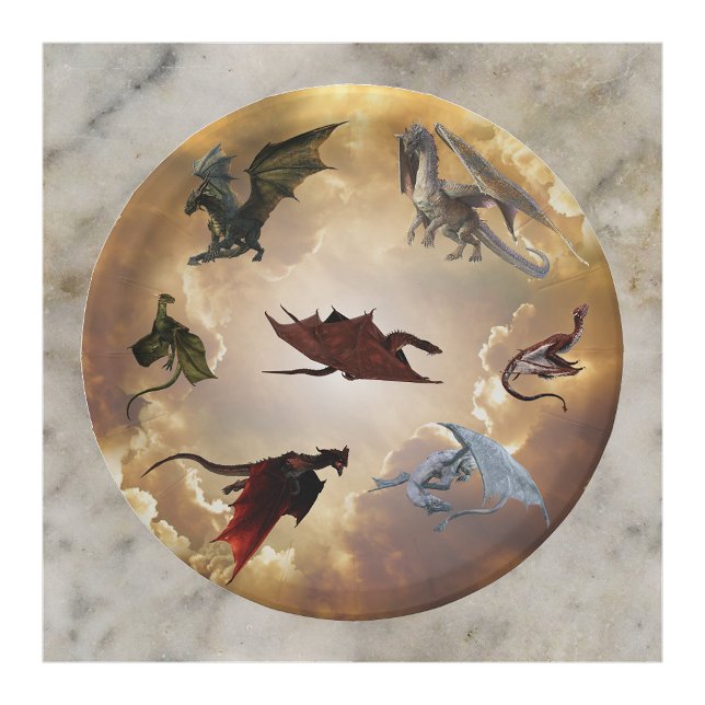 Assiettes En Carton Espèces de dragon Imaginaire amusant (Créateur téléchargé)