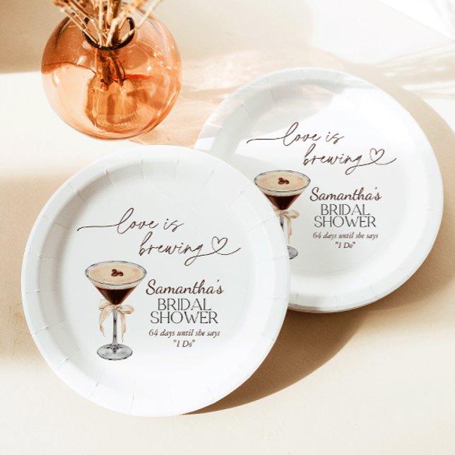 Assiettes En Carton Espresso Martini Amour Brûle La Fête des mariées (Créateur téléchargé)