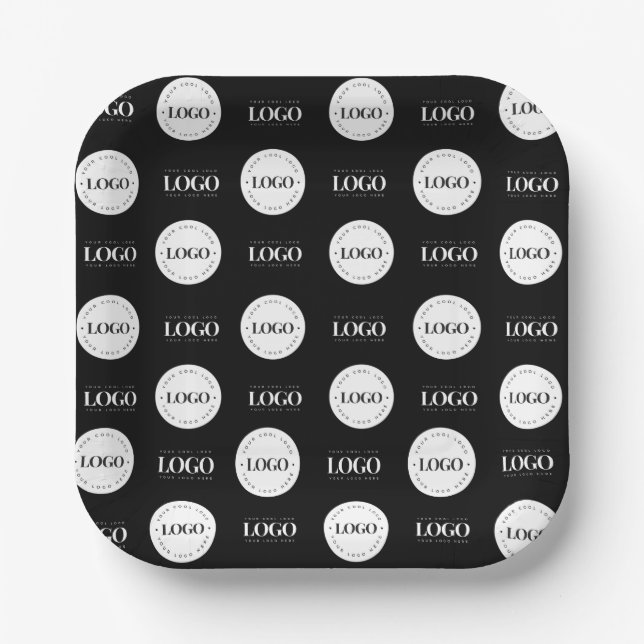 Assiettes En Carton Étape de deux logos personnalisés et répétition En (Recto)