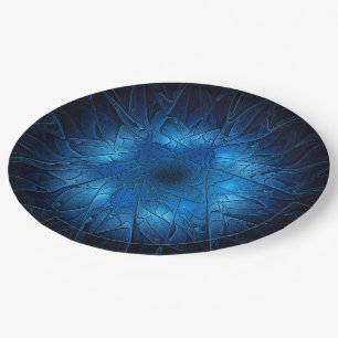 Assiettes En Carton Etched Look Blue Fractal Star de David