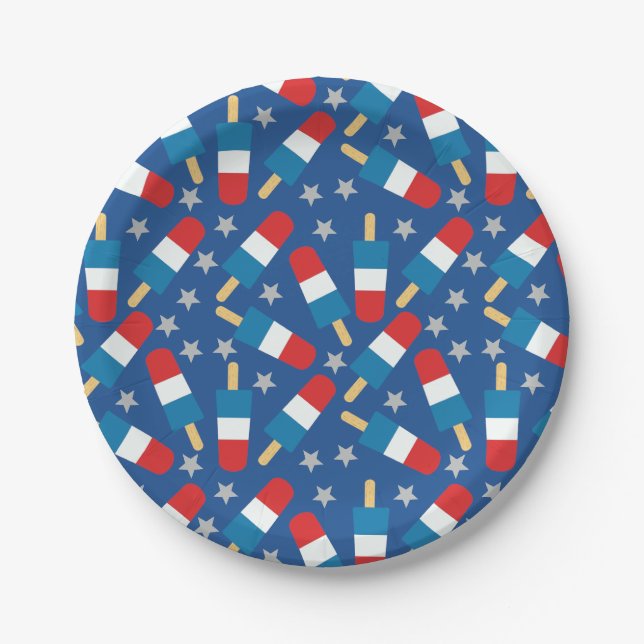 Assiettes En Carton Été 4 juillet Patriotique Popsicles (Devant)