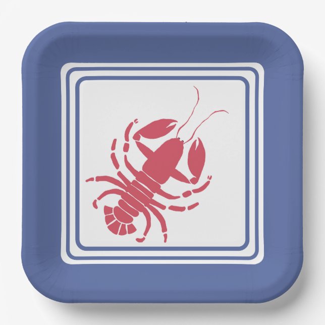 Assiettes En Carton Été Homard Thème Papier Plaque (Recto)