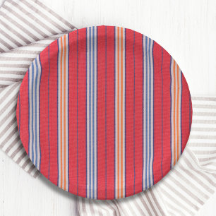 Assiettes En Carton Été Plage Rayures