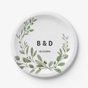 Assiettes En Carton Été verdure Tropical Eucalyptus Mariage