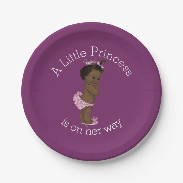 Assiettes En Carton Ethnic Little Princess Baby shower Purple (Devant)
