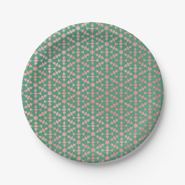 Assiettes En Carton Ethnic Marocain Motif géométrique (Devant)