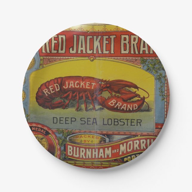 Assiettes En Carton étiquette de publicité pour le homard en détresse  (Devant)