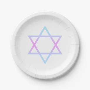 Assiettes En Carton Étoile Bat mitzvah de David Pink Blue Lavender