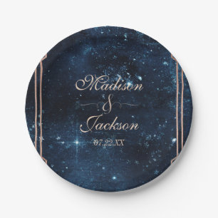 Assiettes En Carton Étoile de nuit Sky Celestiy Galaxy Mariage Monogra