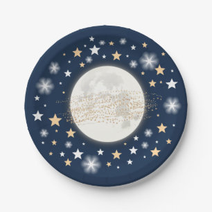 Assiettes En Carton Étoile de scintillement de lune de ciel de nuit