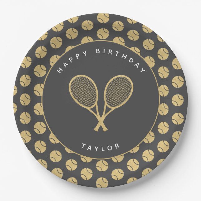 Assiettes En Carton Étoile de tennis - Bal de tennis (Devant)