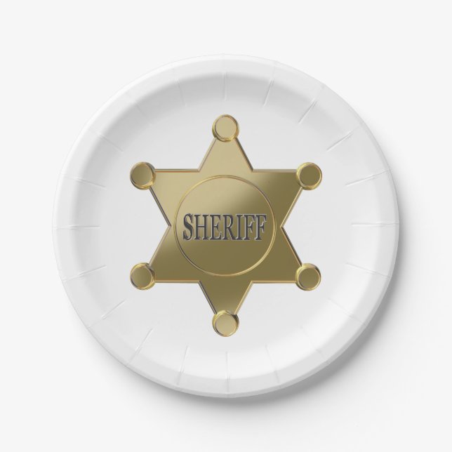 Assiettes En Carton Étoile d'or du shérif (Devant)
