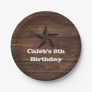 Assiettes En Carton Étoile rouillée occidentale sur la partie rustique