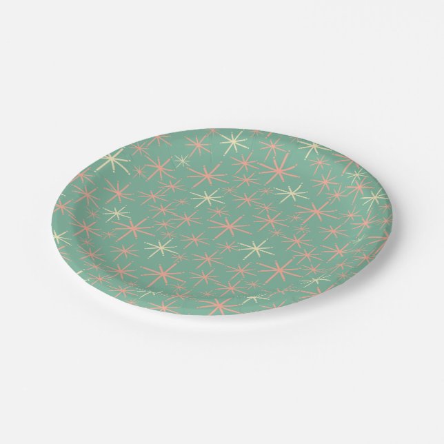 Assiettes En Carton Étoiles Atomique Du Milieu Du Siècle Rétro Qui Jai (Angle)