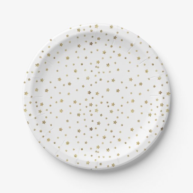 Assiettes En Carton Étoiles d'or (Devant)