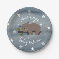 Étoiles d'ours couché Baby shower d'aquarelle