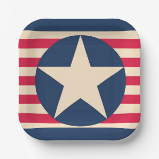 Assiettes En Carton Étoiles et bandes patriotiques vintage