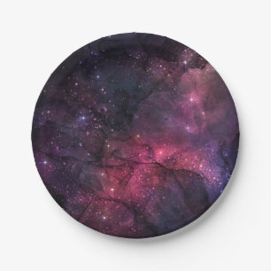Assiettes En Carton Étoiles Étoilées Motif Galactique de l'Espace Plan