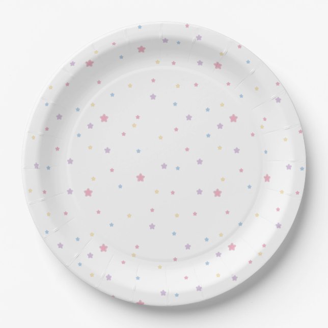 Assiettes En Carton Étoiles Motif Pastel couleurs (Devant)
