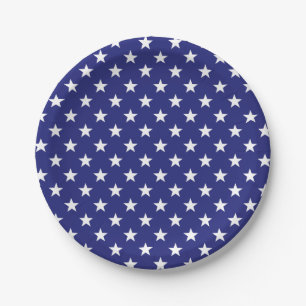 Assiettes En Carton Étoiles nautiques bleues et de blanc