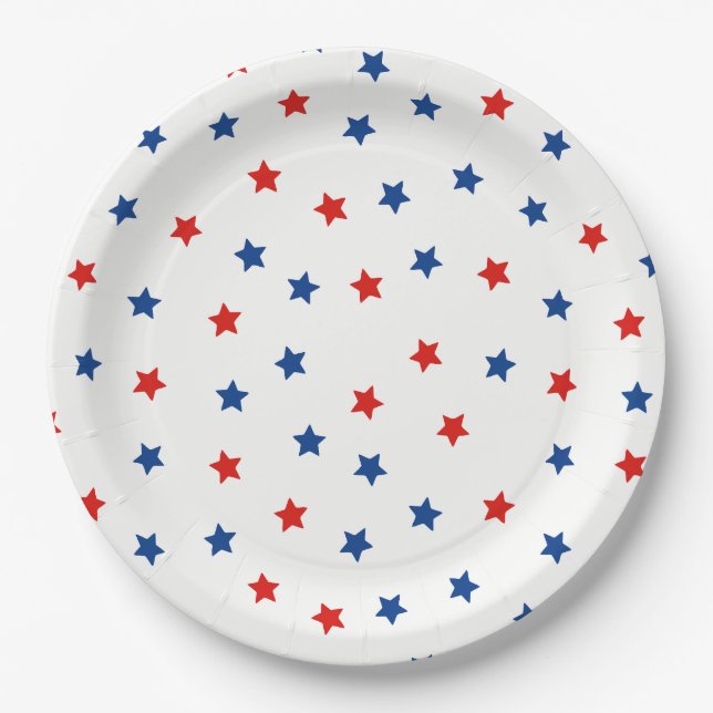Assiettes En Carton Étoiles patriotiques (Devant)