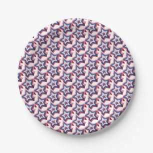 Assiettes En Carton Étoiles patriotiques Rouge Blanc Bleu Moderne USA