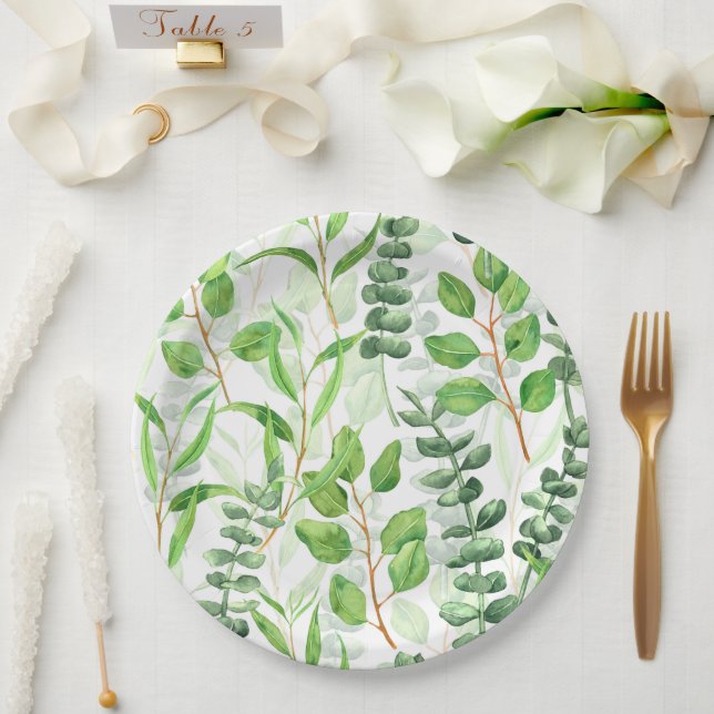 Assiettes En Carton Eucalyptus (Mariage)
