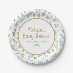 Assiettes En Carton Eucalyptus Baby shower Verdure Botanique
