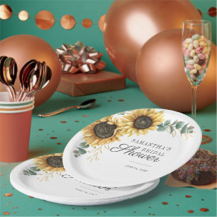 Assiettes En Carton Eucalyptus Verdure Fleur de Tournesol Floral