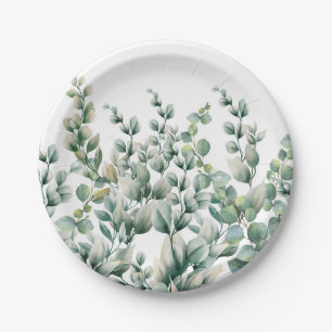 Assiettes En Carton Eucalyptus vert