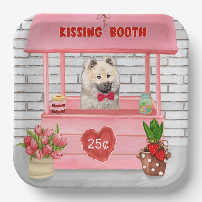 Assiettes En Carton Eurasier Chien Valentine's Day Kissing Booth (Recto)