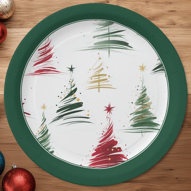 Assiettes En Carton Evergreen Minimalist Modern Christmas Tree  (Créateur téléchargé)