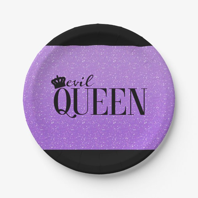 Assiettes En Carton EVIL QUEEN Parties scintillant violet Plaques de p (Devant)