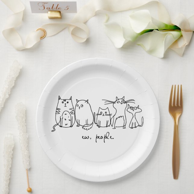 Assiettes En Carton Ew, Les Gens Drôle Amoureux de les chats Meowy (Mariage)