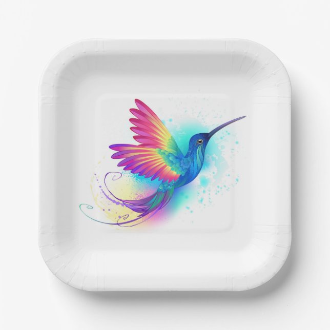 Assiettes En Carton Exotic Rainbow Hummingbird (Recto)