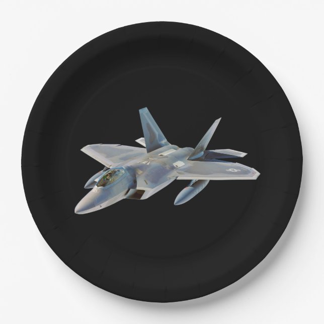 Assiettes En Carton F-22 Raptor Fighter Jet en noir (Devant)