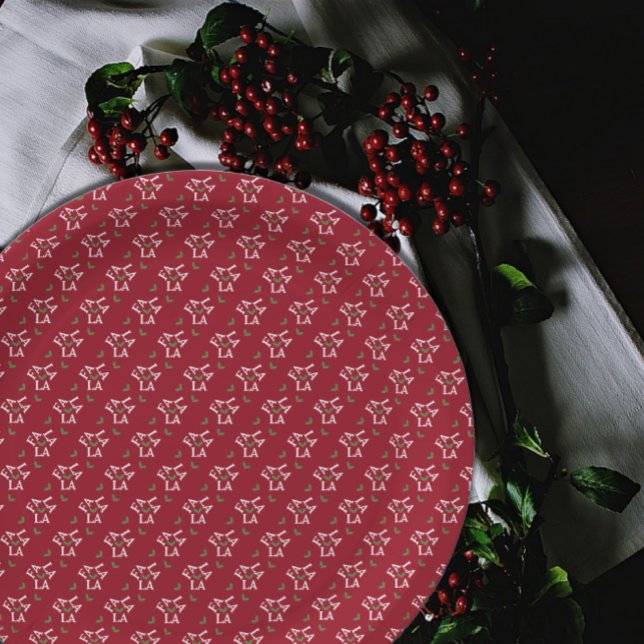 Assiettes En Carton Fa La La Festive Holly Christmas (Créateur téléchargé)