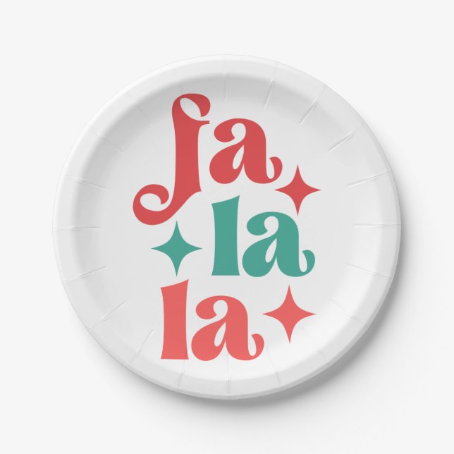 Assiettes En Carton Fa La La - Festive vacances Typographie Design (Devant)