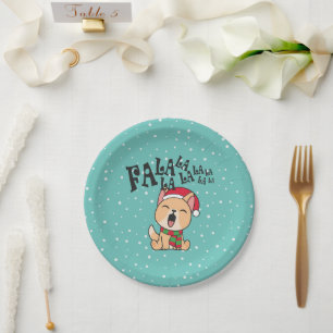 Assiettes En Carton Fa La La La La Christmas Chant Chien   Plaque de p