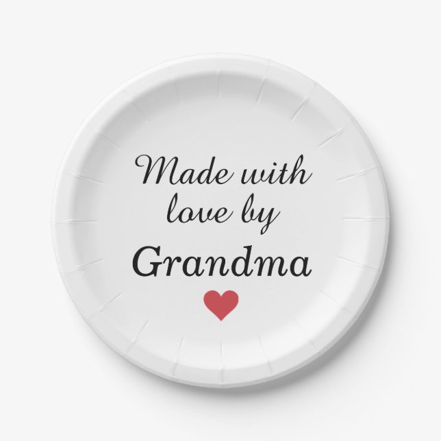 Assiettes En Carton Fabriqué avec amour par grand-mère (Devant)