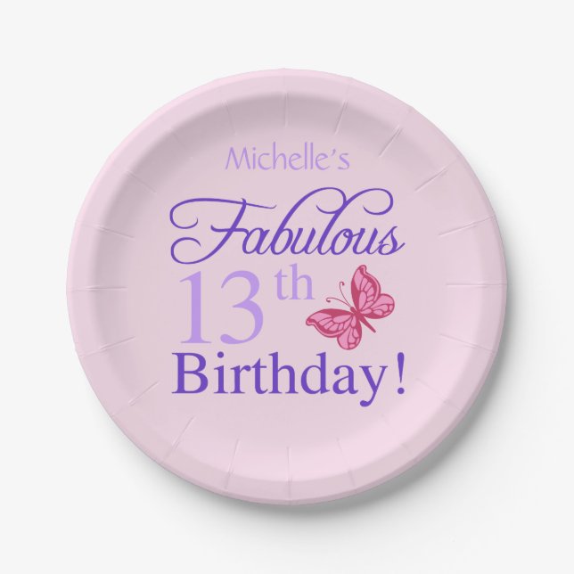 Assiettes En Carton Fabuleux 13e anniversaire pour les filles (Devant)