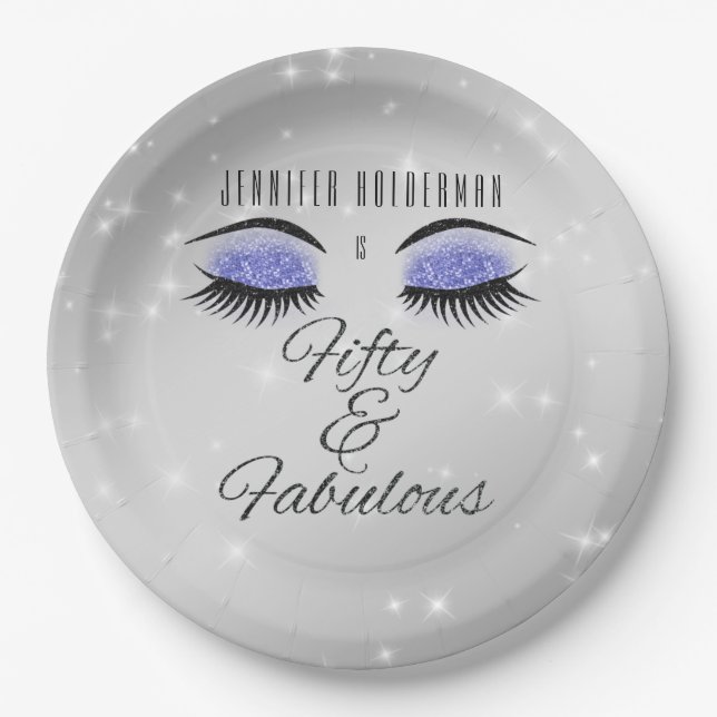 Assiettes En Carton Fabuleux 50 Black Periwinkle Glam Eyes Plaque papi (Devant)