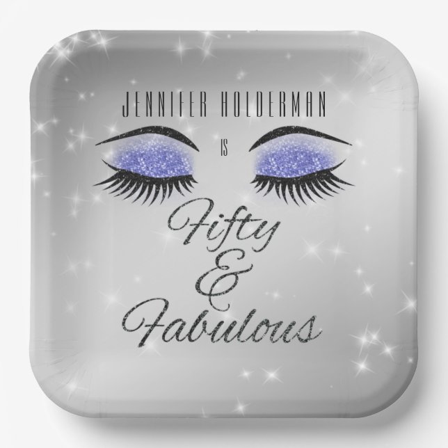 Assiettes En Carton Fabuleux 50 Black Periwinkle Glam Eyes Plaque papi (Recto)